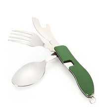 1PC Compact and lightweight Multifunctional Outdoor Folding Travel Camping Utensil Stainless Pocket Spoon Fork#FC28