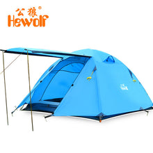 Hewolf Double Layer 3 4 Person Tents Rainproof Waterproof Outdoor Camping Tent Tourist Tent For Hunting Picnic Hiking Camping